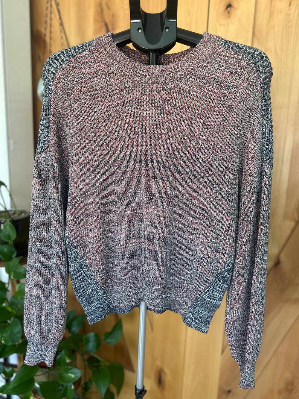 Joie Marled Colorblock Knit Pullover Sweater Mauve Charcoal Size Small